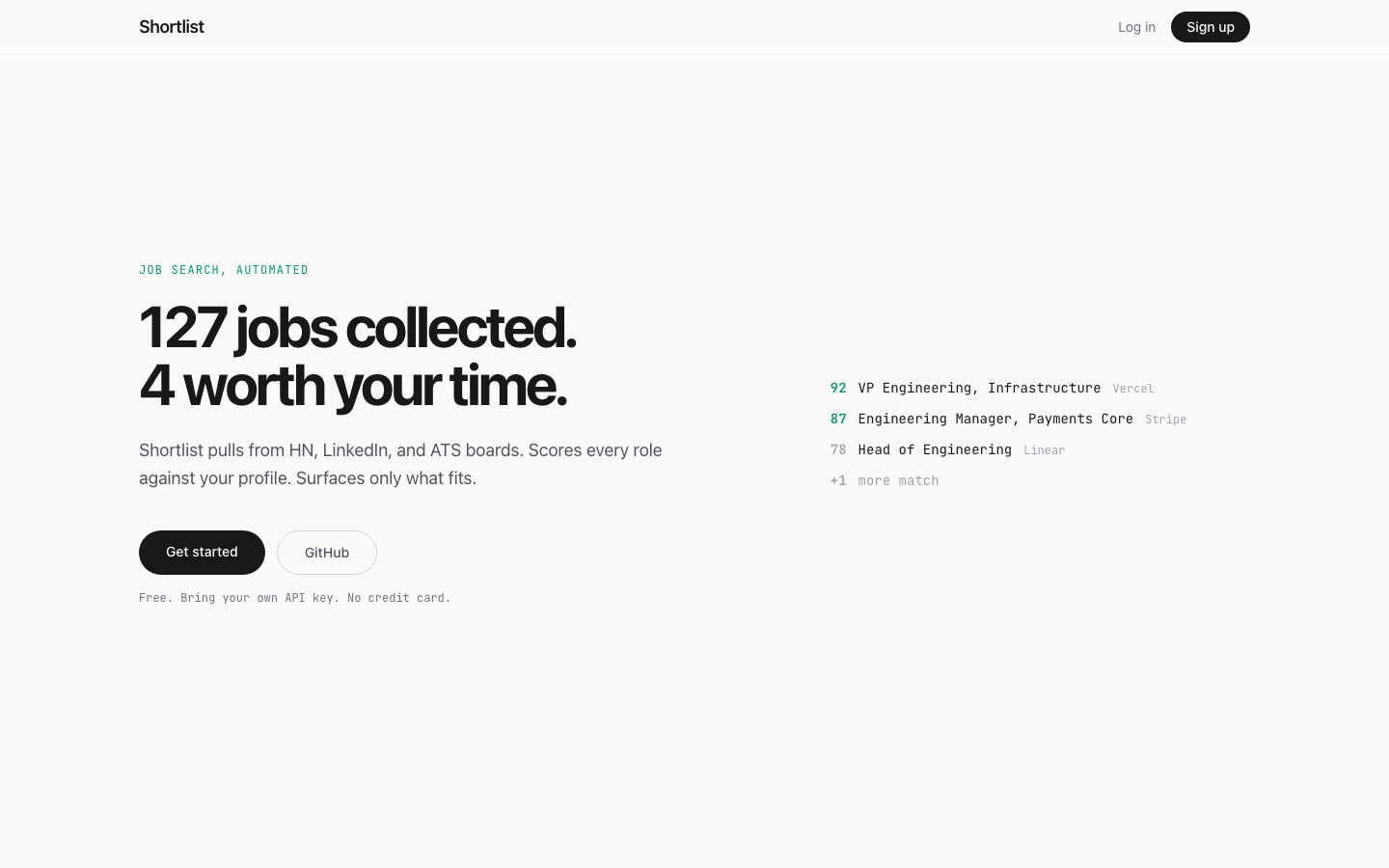 Shortlist screenshot